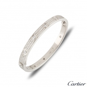 Cartier White Gold Pave Diamond Love?Bracelet Size 18?N6033602 Cartier White Gold Pave Diamond Love?Bracelet Size 18?N6033602
